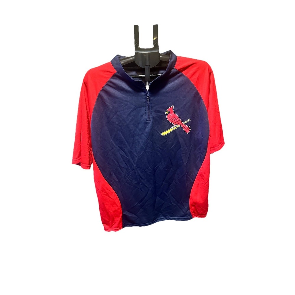 Cardinal‎ Logo Red and Navy Quarter Zip Short Sleeve Tee Sz Small